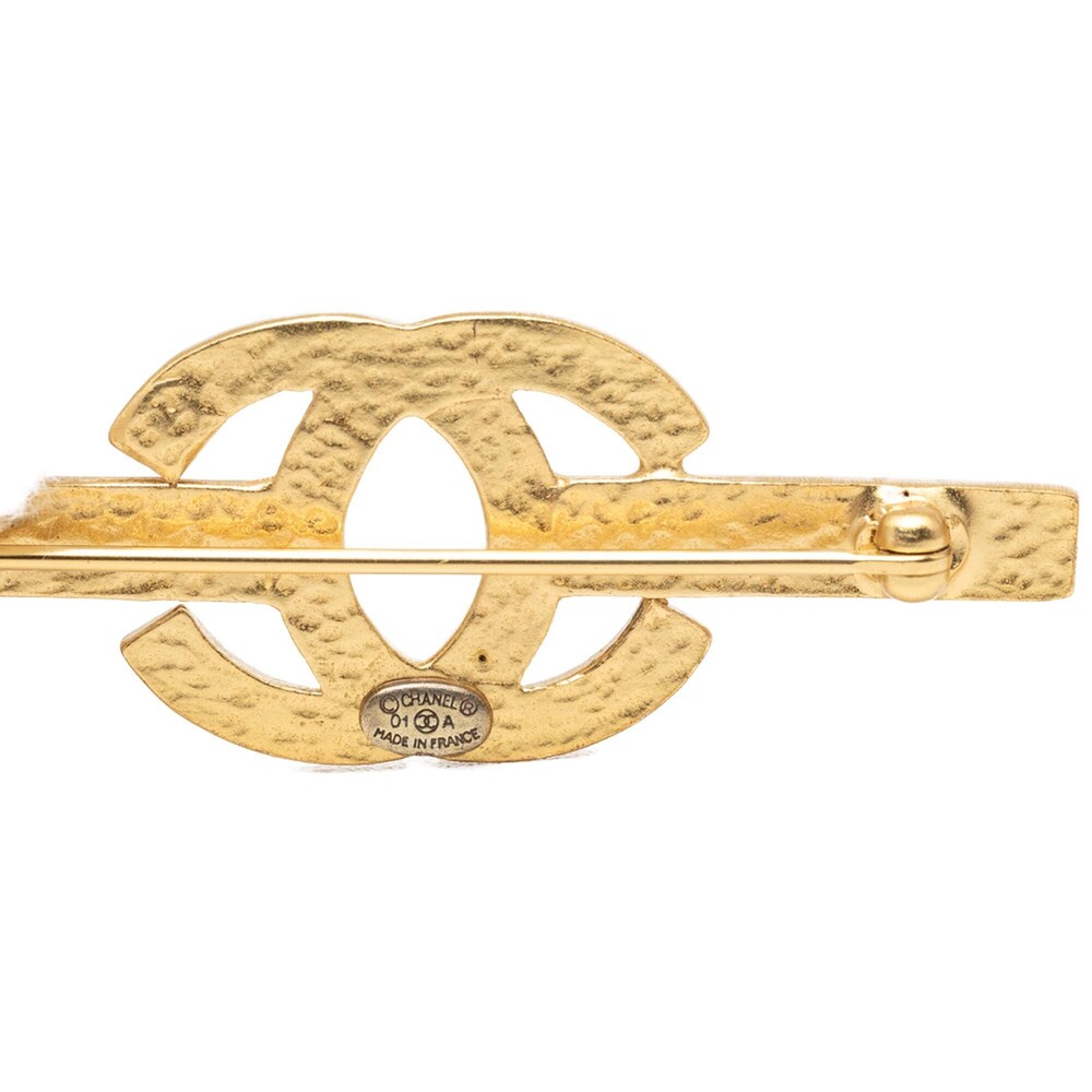 Pre-Loved Chanel CC Gold Plated Strass Bar Brooch - Picture 3 of 3